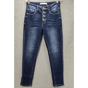 Kancan Dark Wash High Waisted Button Fly Ankle Jeans Size 24